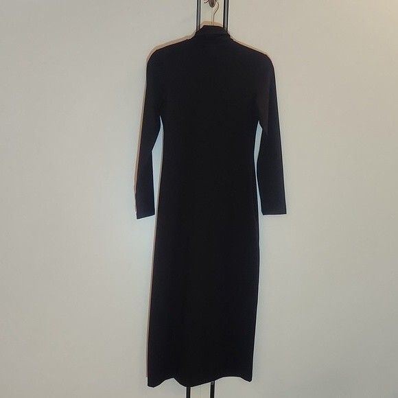Susana Monaco Long Sleeve Turtleneck Slit Midi Dress black size S - Picture 10 of 16